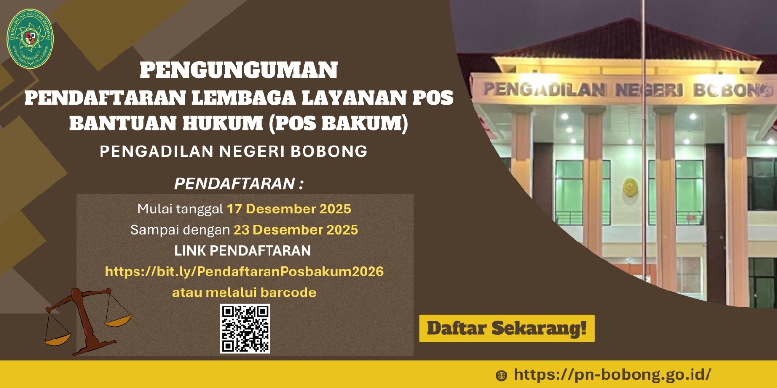 PENDAFTARAN LEMBAGA POS BANTUAN HUKUM (POSBAKUM)